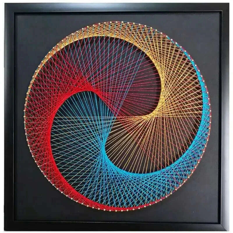 String Art DIY Kit - Spiraling Colors. Wizardi Geometry Nail Painting F07-M12-2-DHGG29215