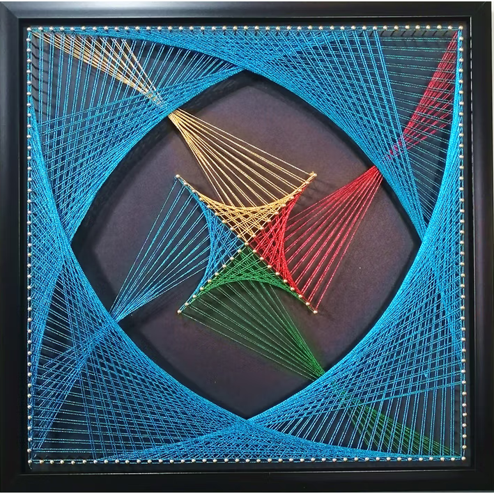 String Art DIY Kit - Symmetrical Harmony. Wizardi Geometry Nail Painting F07-M12-2-DHGG29218