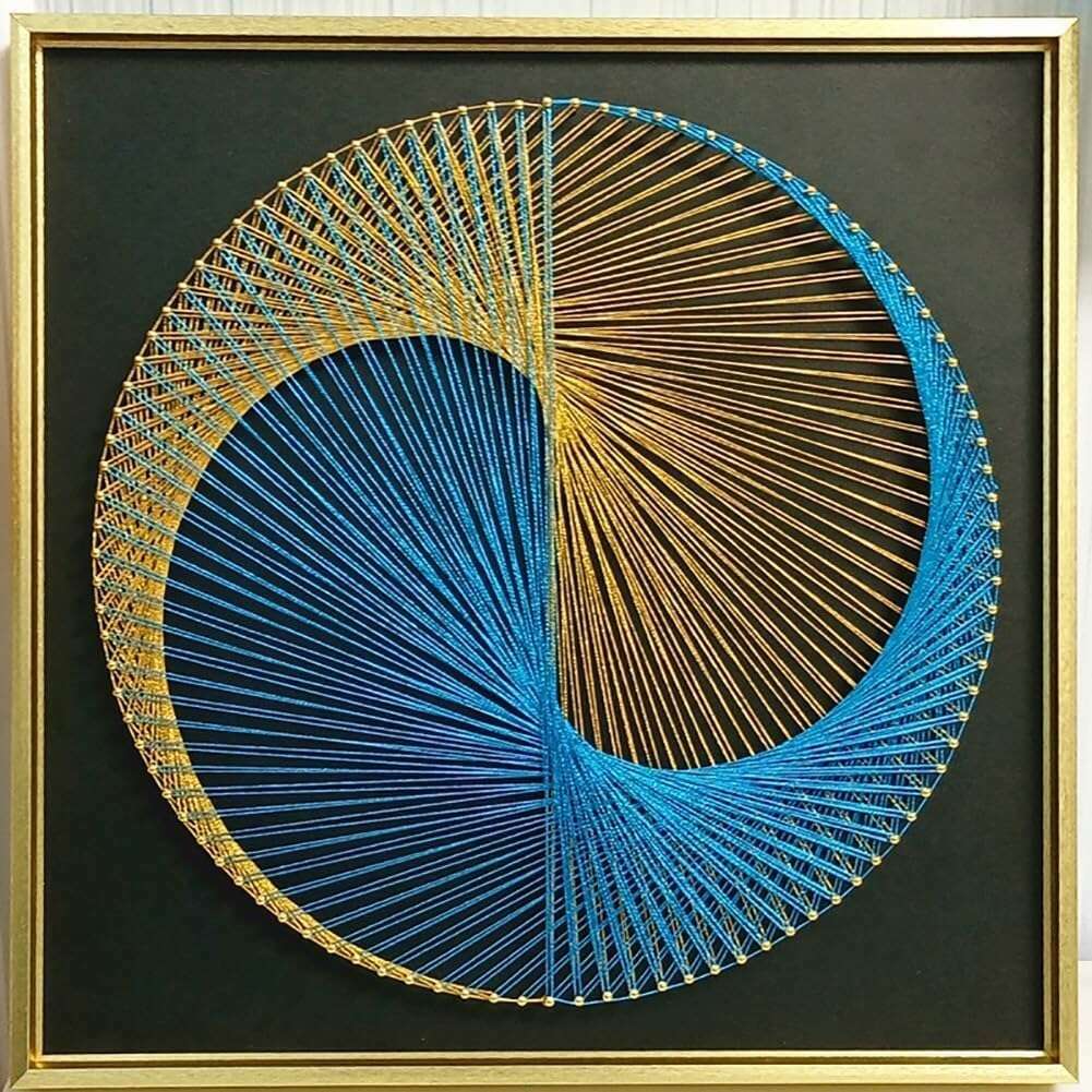 String Art DIY Kit - Yin-Yang. Wizardi Geometry Nail Painting F07-M12-2-DHGG29299