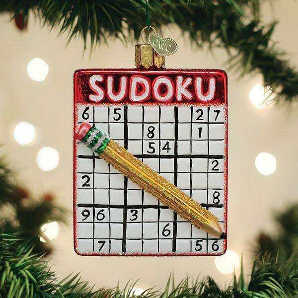 Old World Christmas Sudoku Blown Glass Ornament