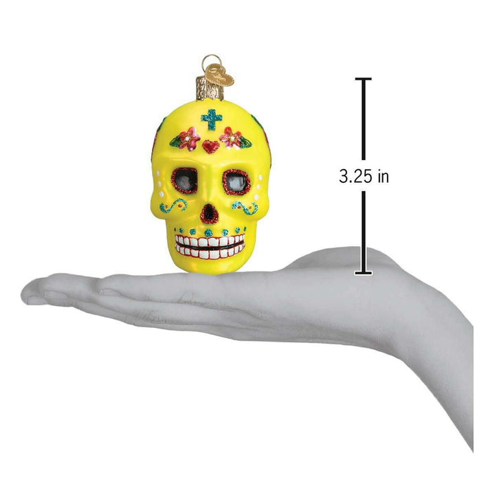 Old World Christmas Sugar Skull Halloween Blown Glass Ornament