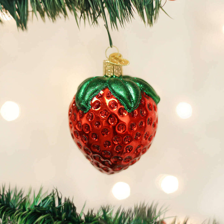 Old World Christmas Summer Strawberry Blown Glass Ornament