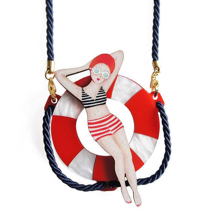 Sun Bather Pin Up Inspired Brooch and Necklace by Laliblue - Quirks!
