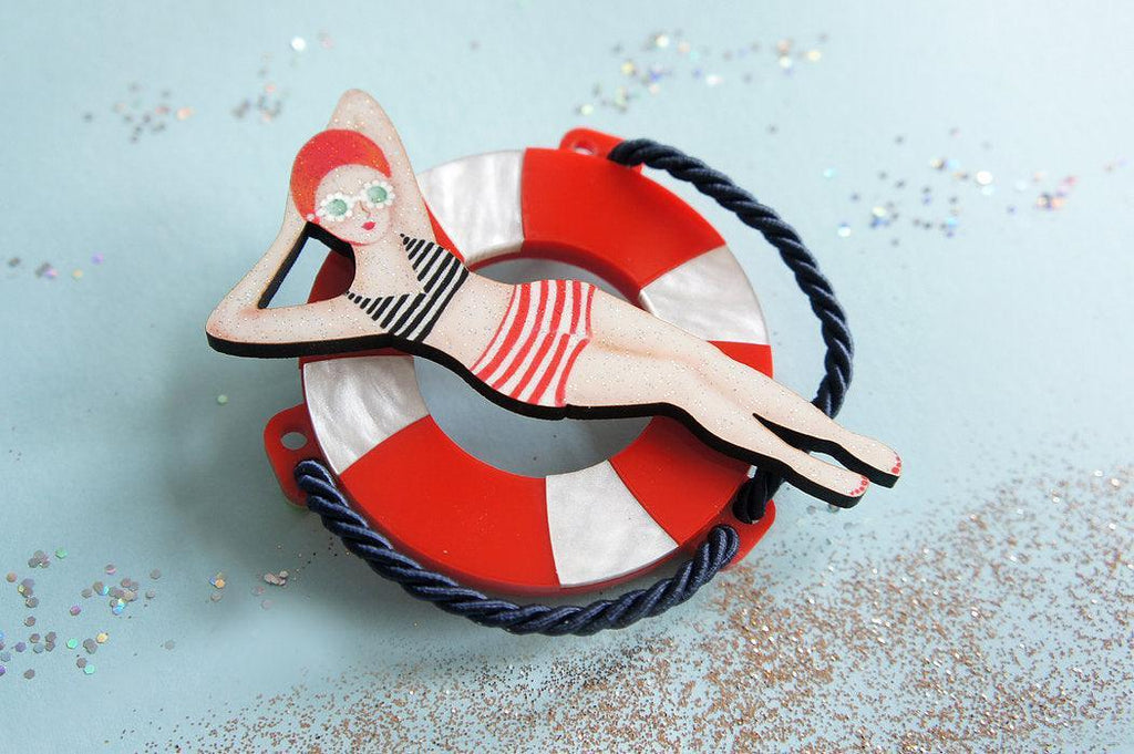 Sun Bather Pin Up Inspired Brooch and Necklace by Laliblue - Quirks!
