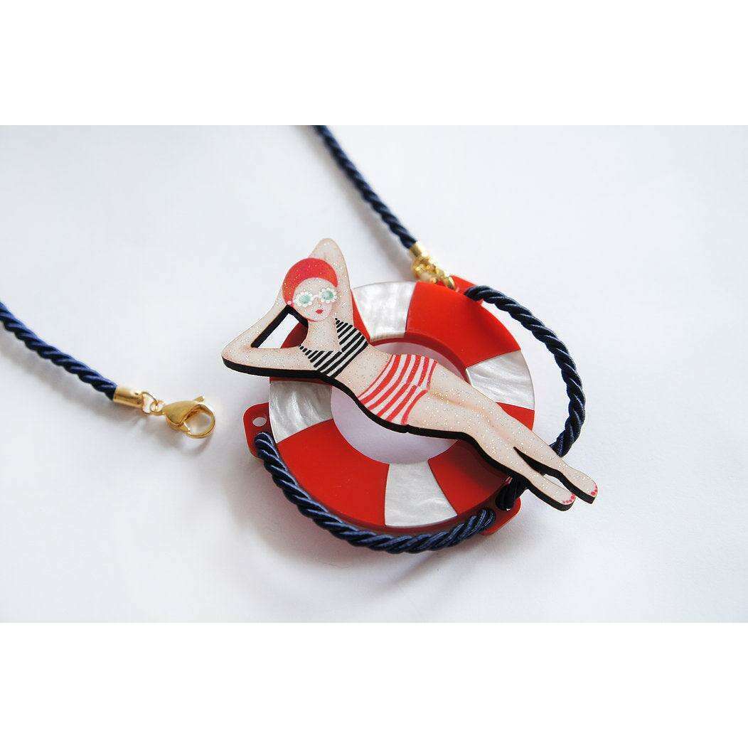 Sun Bather Pin Up Inspired Brooch and Necklace by Laliblue - Quirks!