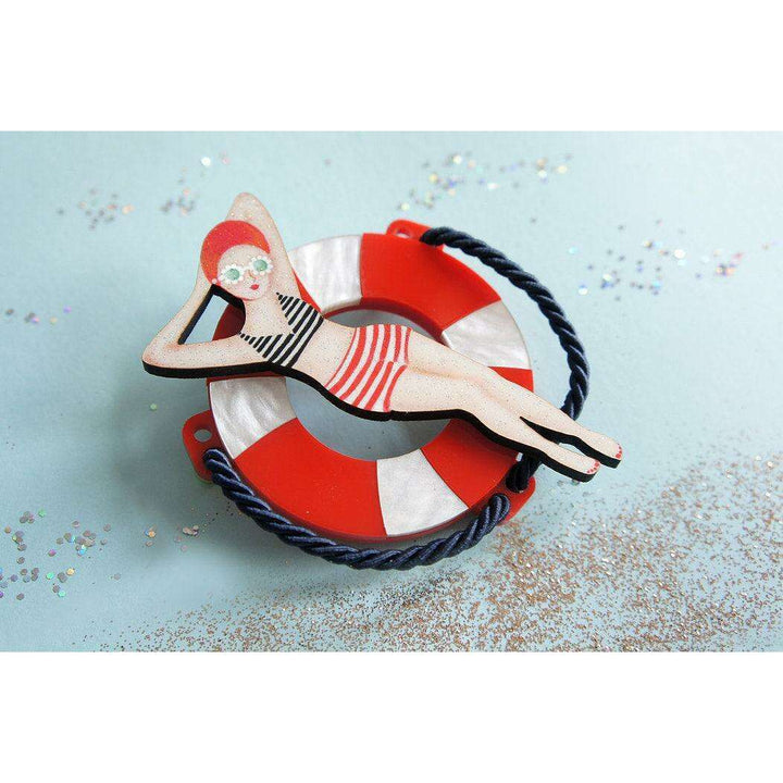 Sun Bather Pin Up Inspired Brooch and Necklace by Laliblue - Quirks!
