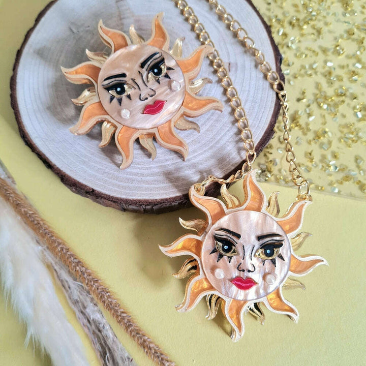 Sun Goddess Brooch or Necklace by Cherryloco Jewellery 