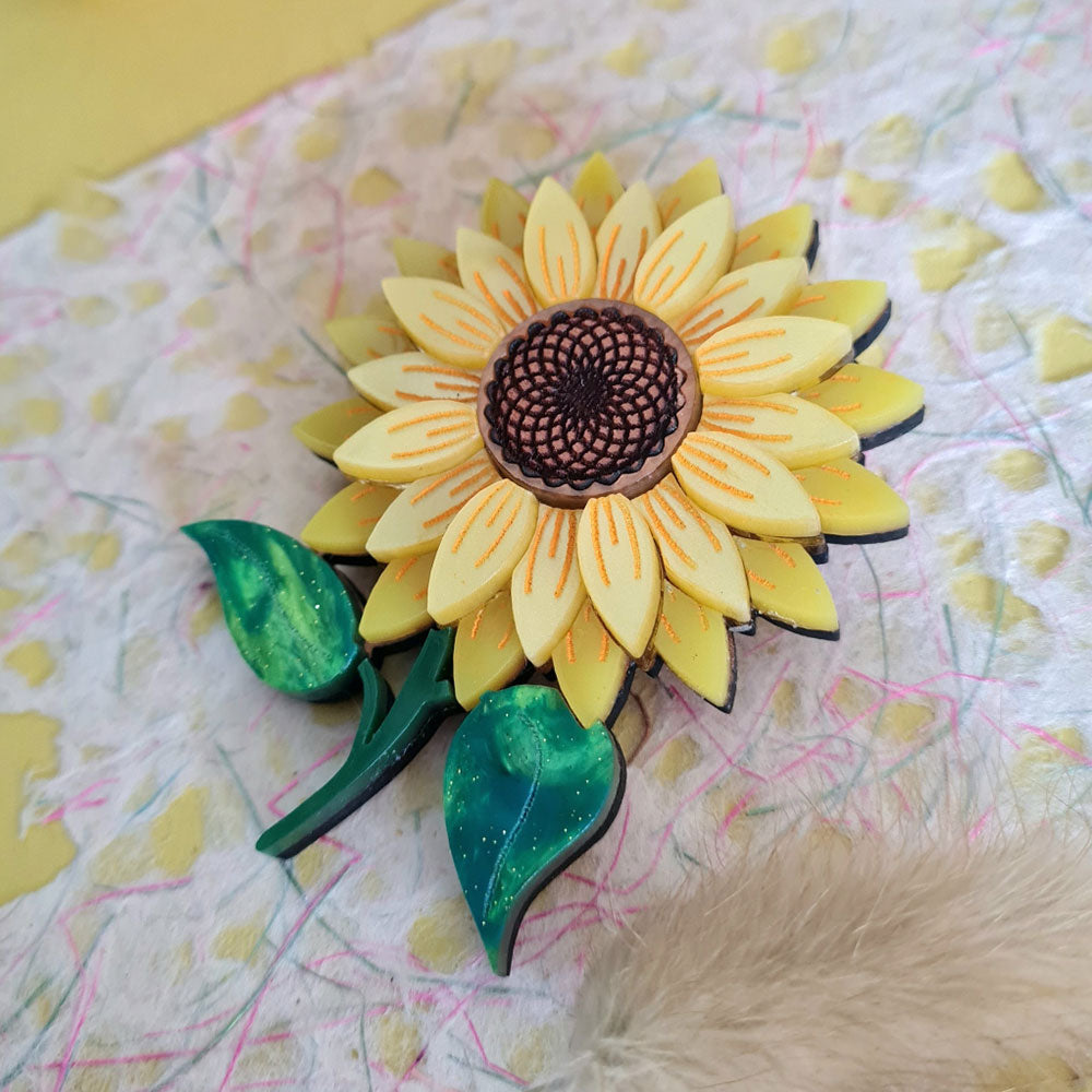 Sunflower Brooch by Cherryloco Jewellery 4