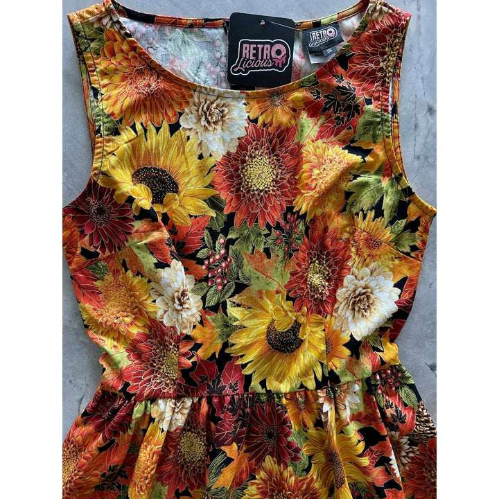 Sunflower Floral Vintage Dress - Medium only