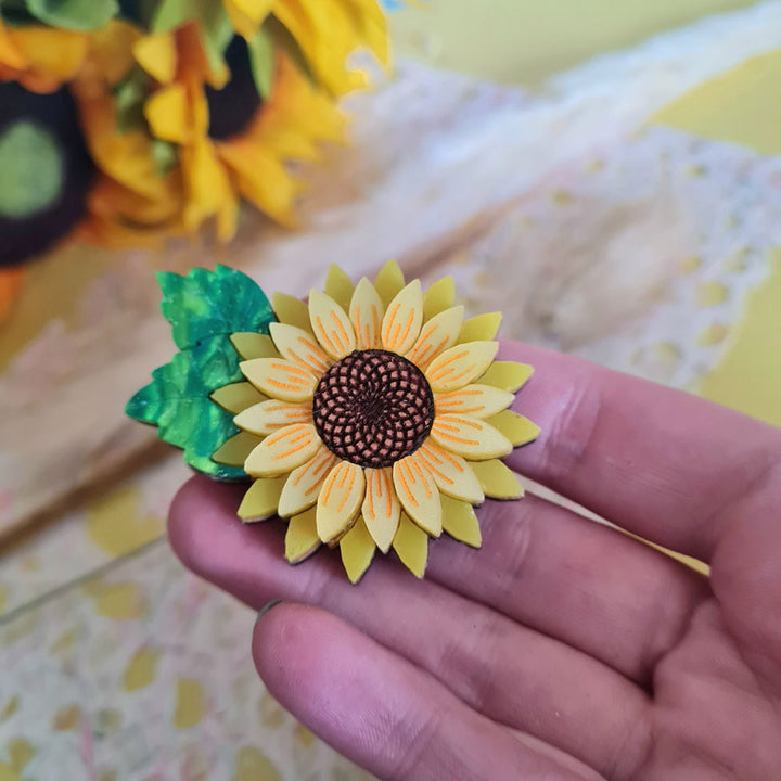 Sunflower Pin Brooch by Cherryloco Jewellery 3