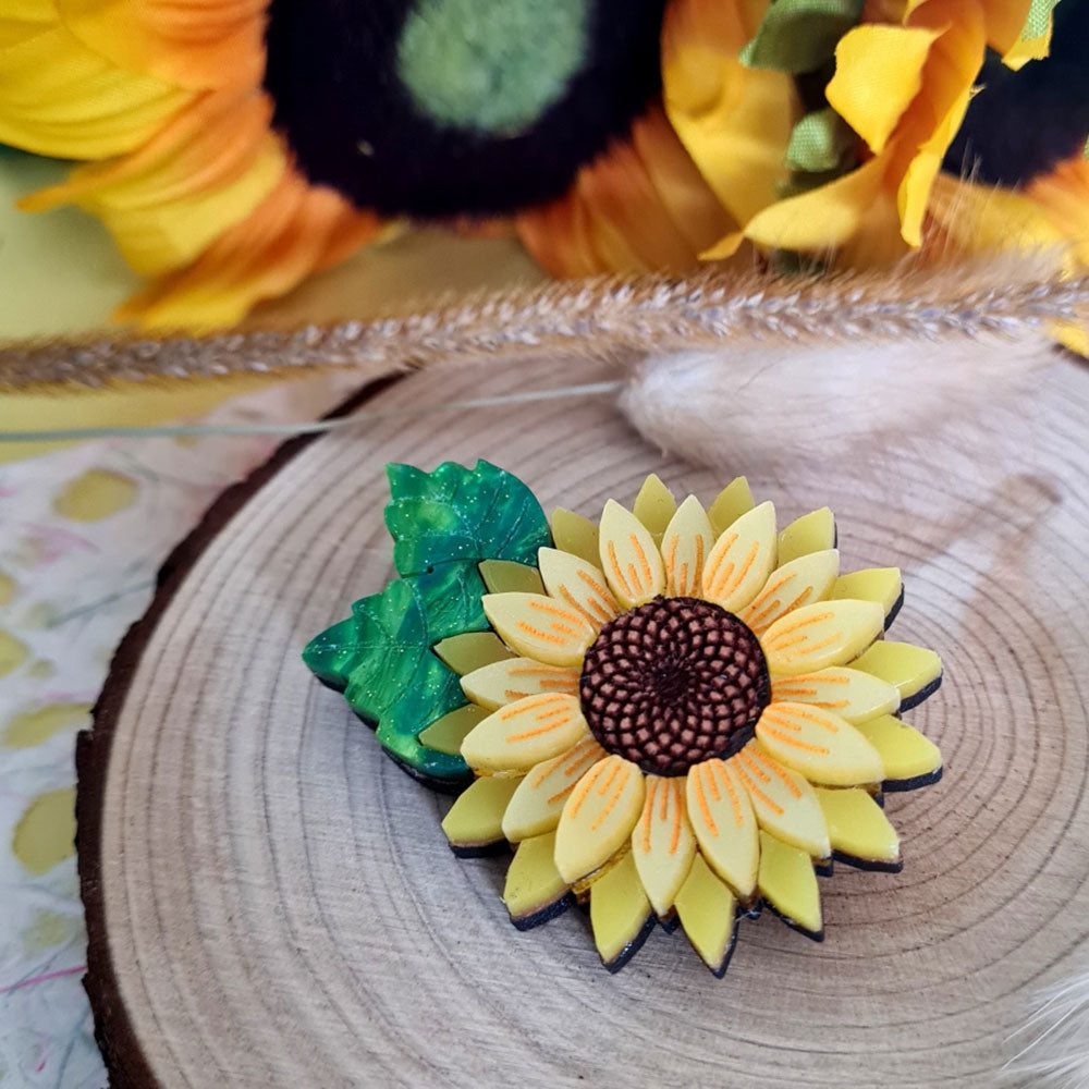 Sunflower Pin Brooch by Cherryloco Jewellery 2