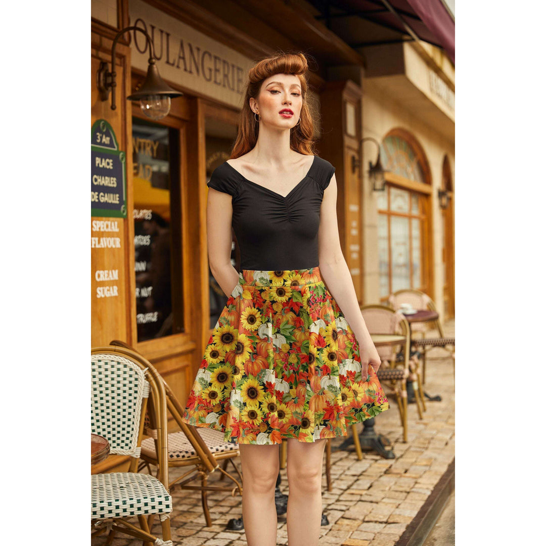 Sunflower & Pumpkin Skater Skirt