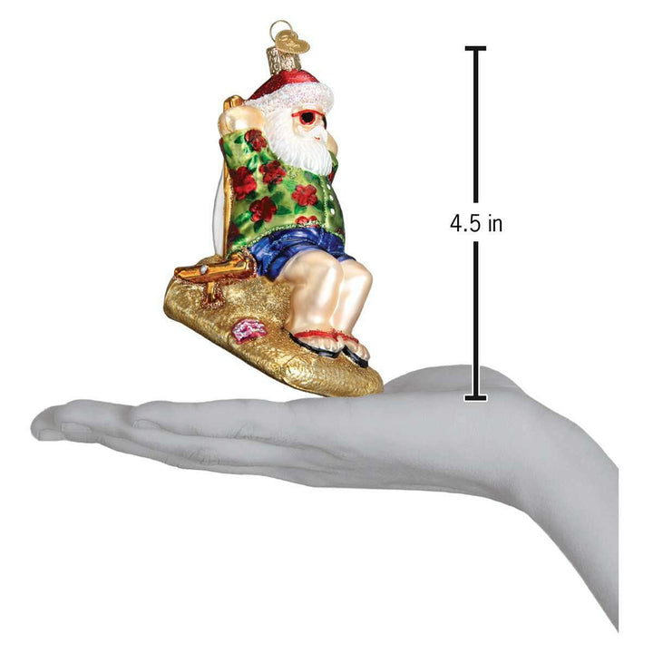 Old World Christmas Sunning Santa Blown Glass Ornament