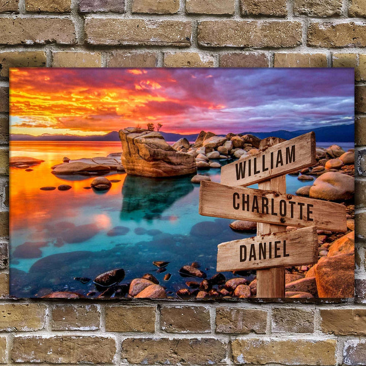 Sunset Beach Skies Family Names Sign