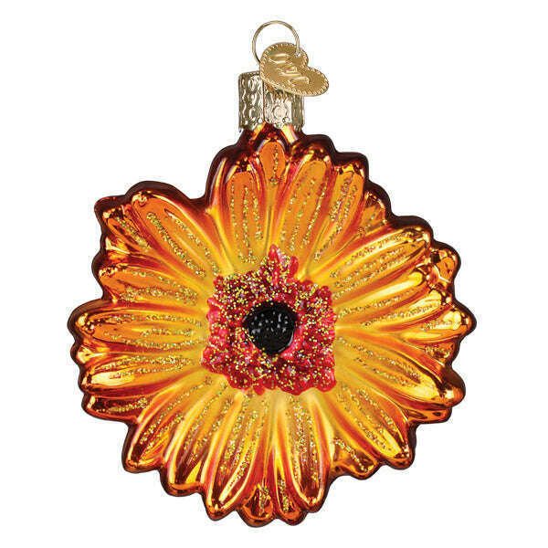 Old World Christmas Sunset Gerbera Daisy Blown Glass Ornament