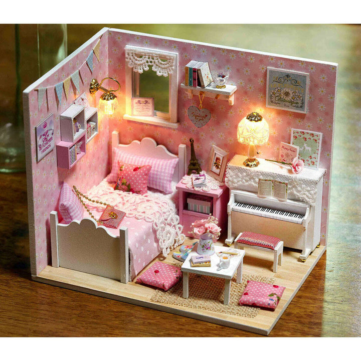 Sunshine Princess Dollhouse Kit - Miniature Wizardi Roombox Kit with LED Light F07M51-71-3015