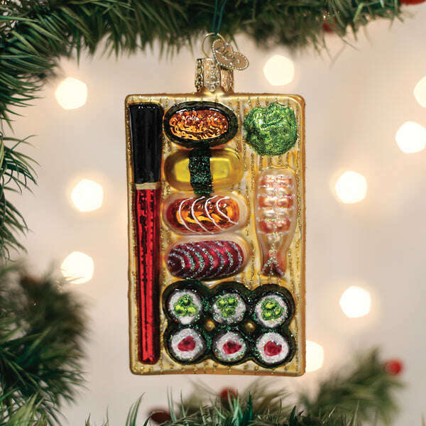 Old World Christmas Sushi Platter Blown Glass Ornament