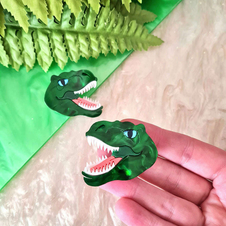 T Rex Dinosaur Brooch Set by Cherryloco Jewellery 3