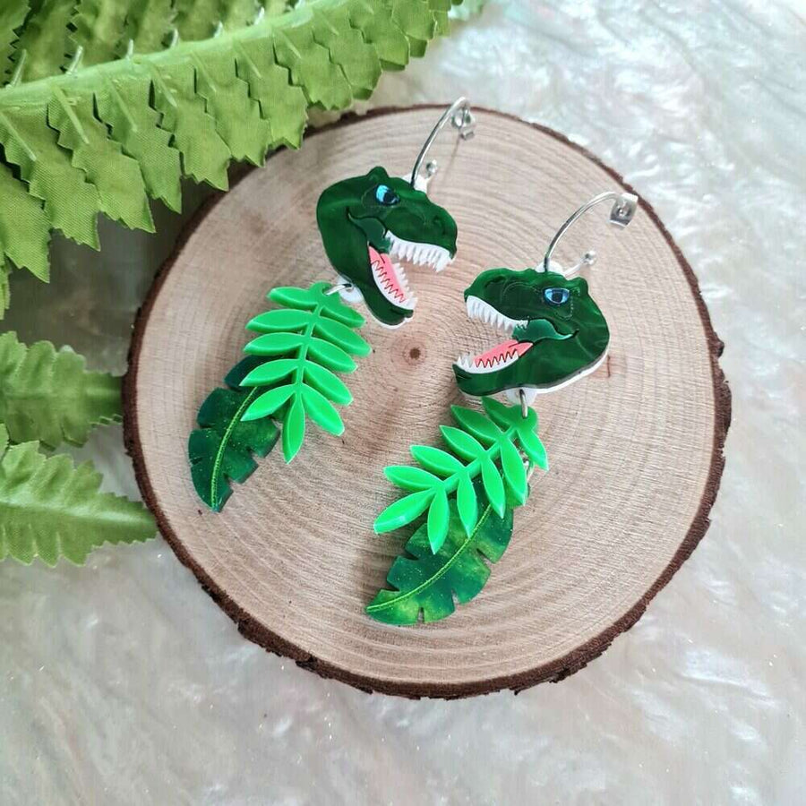 T Rex Dinosaur Charm Earrings by Cherryloco Jewellery