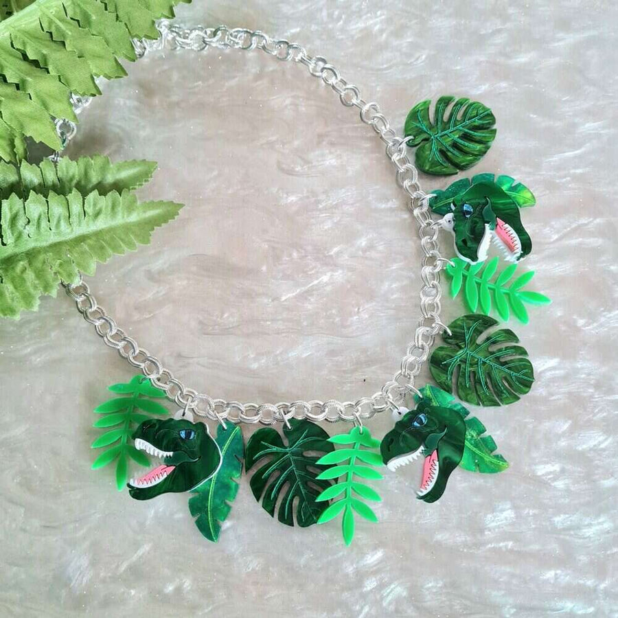 T Rex Dinosaur Charm Necklace by Cherryloco Jewellery 