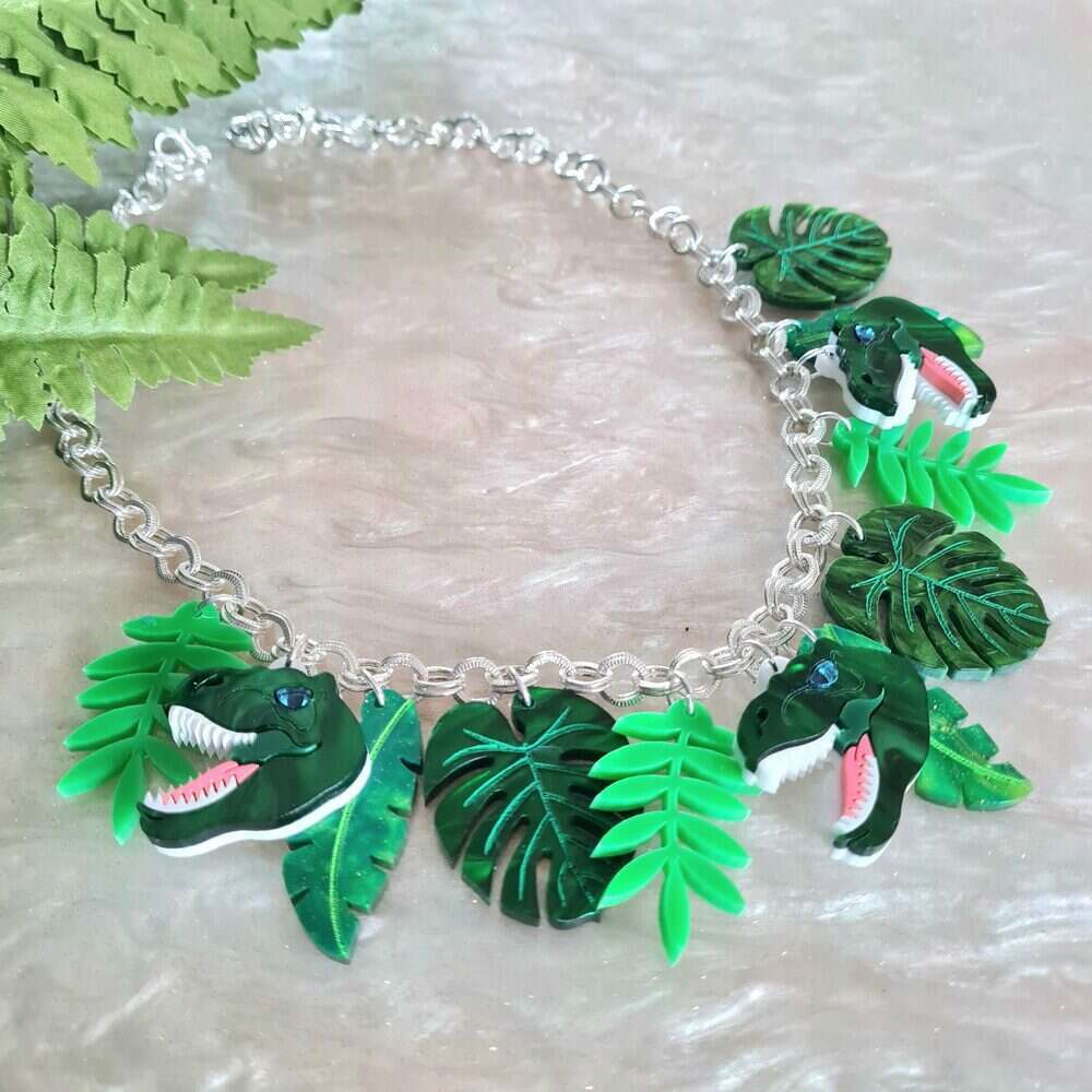 T Rex Dinosaur Charm Necklace by Cherryloco Jewellery 1