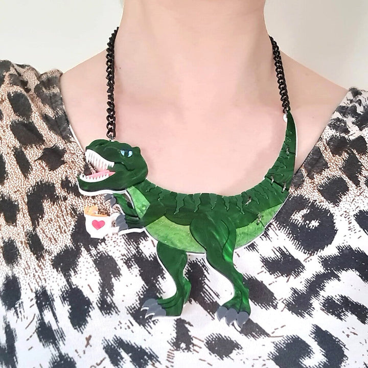 T Rex Dinosaur Statement Necklace by Cherryloco Jewellery 4