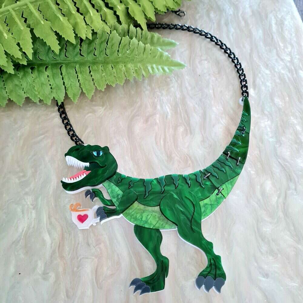 T Rex Dinosaur Statement Necklace by Cherryloco Jewellery 