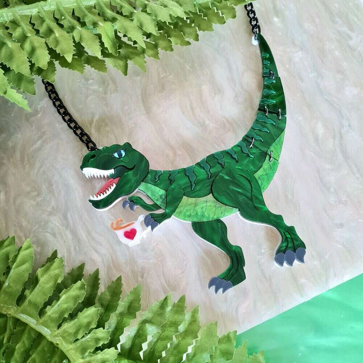 T Rex Dinosaur Statement Necklace by Cherryloco Jewellery 2