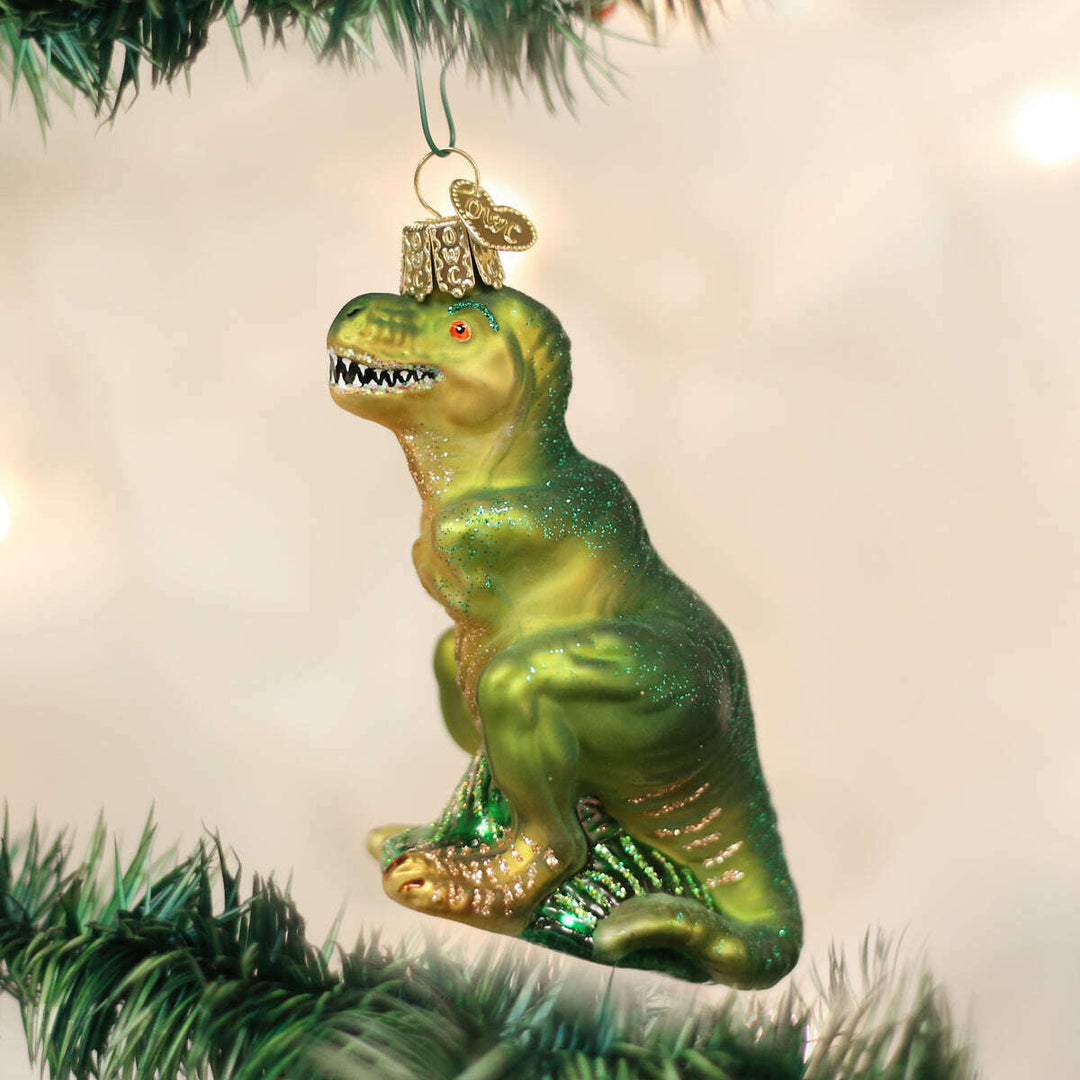 Old World Christmas T-Rex Blown Glass Ornament