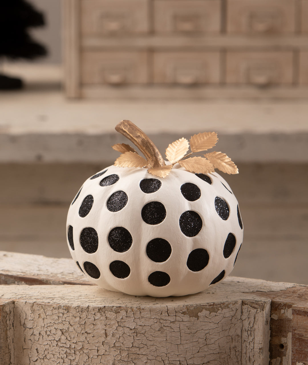 Medium Dottie Blanc Pumpkin by Bethany Lowe Designs, halloween decor