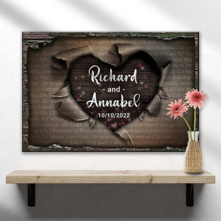 Unwrapped Heart Wedding Vows Sign