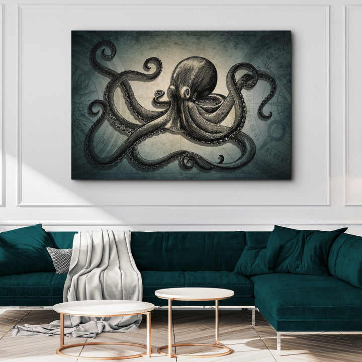 Octopus Coastal Canvas Wall Art