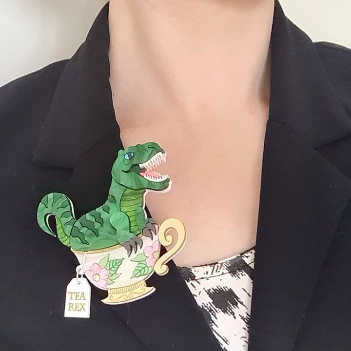 Tea Rex Dinosaur Teacup Necklace by Cherryloco Jewellery 4