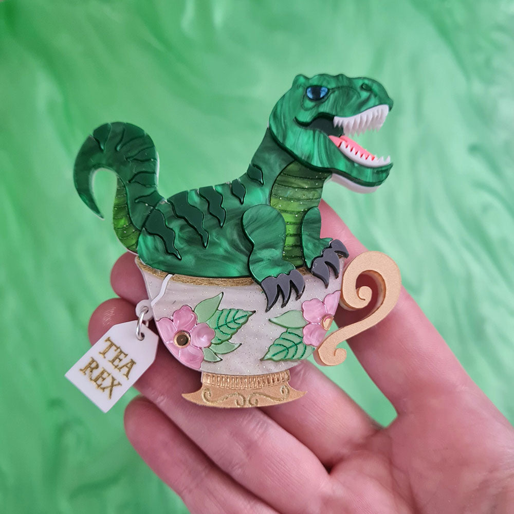 Tea Rex Dinosaur Teacup Necklace by Cherryloco Jewellery 5