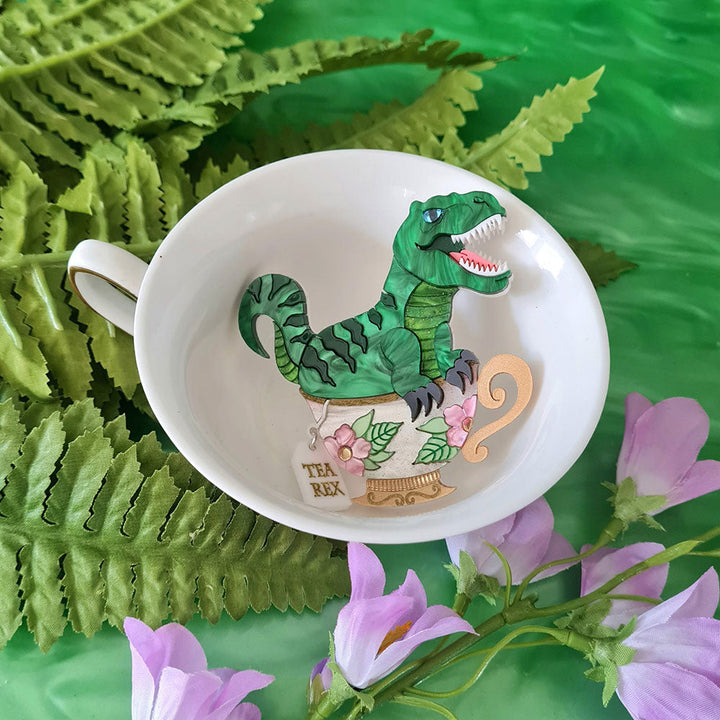 Tea Rex Dinosaur Teacup Necklace by Cherryloco Jewellery 7