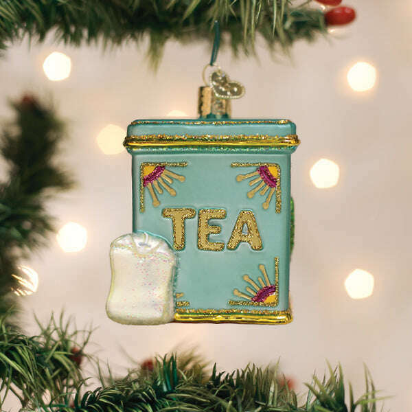 Old World Christmas Tea Tin Blown Glass Ornament