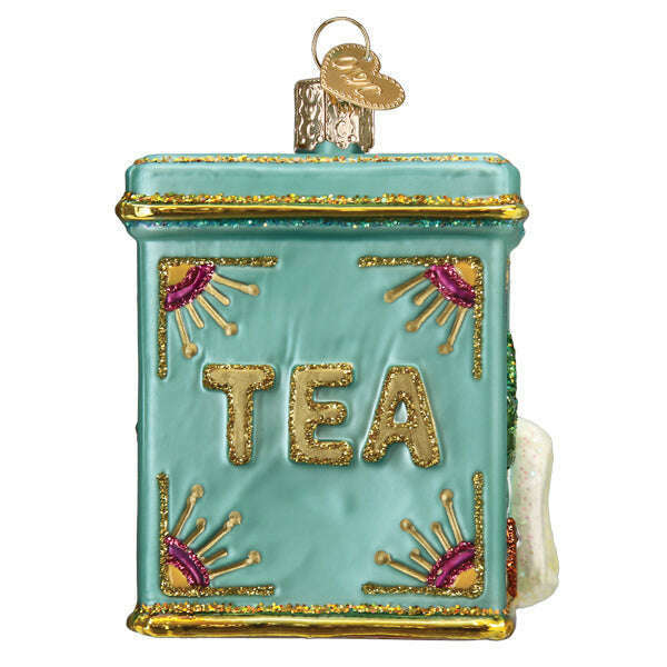 Old World Christmas Tea Tin Blown Glass Ornament