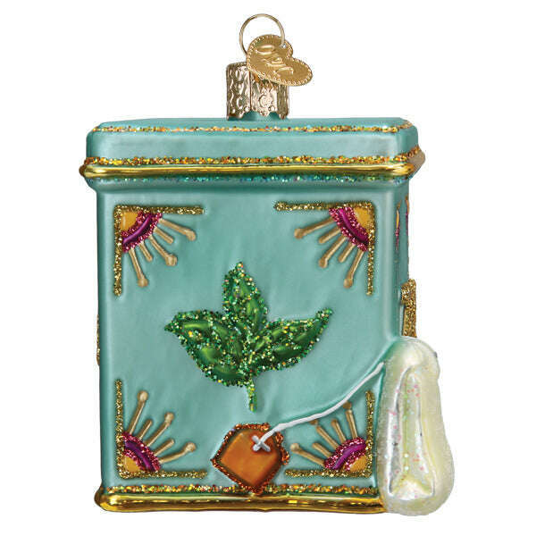 Old World Christmas Tea Tin Blown Glass Ornament