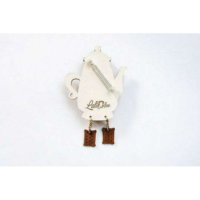 Teapot Clock Brooch by LaliBlue - Quirks!