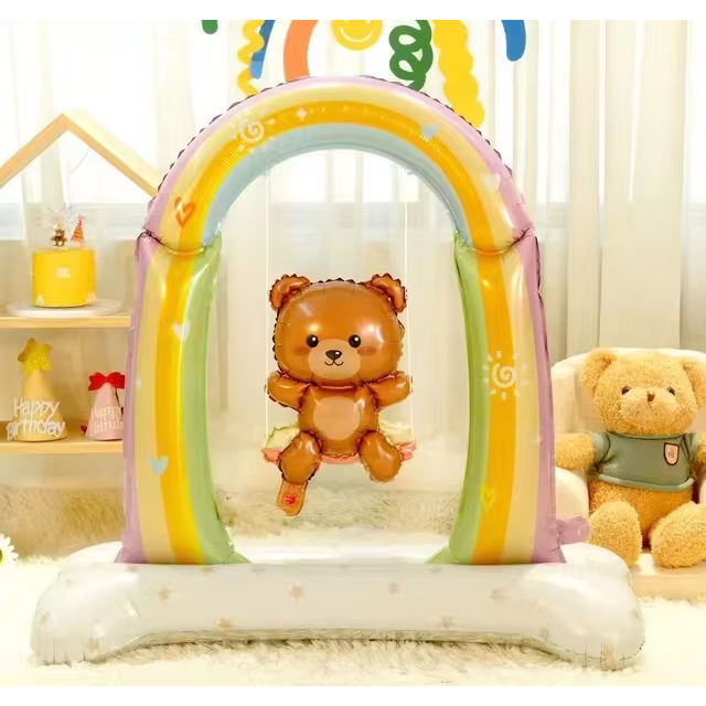 Teddy Bear on a Swing Standing Foil Balloon Decoration F07M1-11