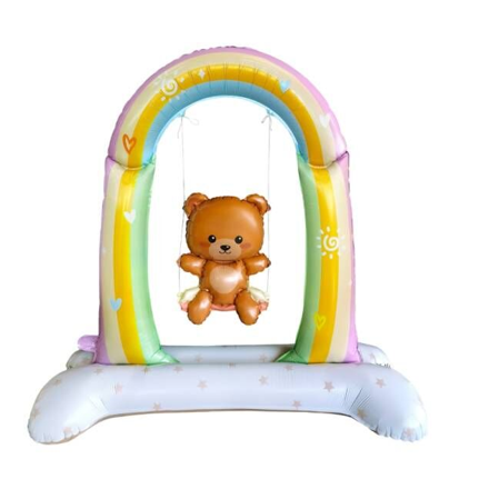 Teddy Bear on a Swing Standing Foil Balloon Decoration F07M1-11