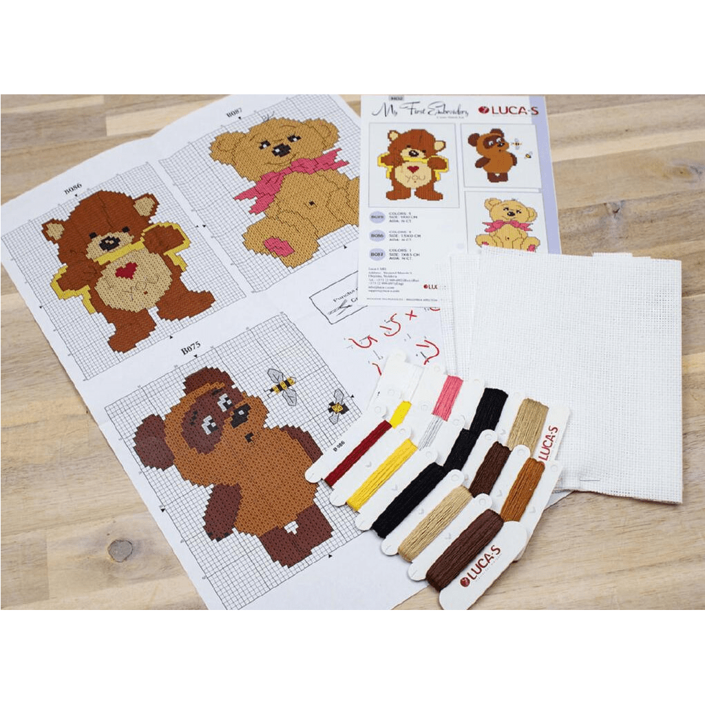 Teddy Bears Set M02L Counted Cross-Stitch Kit for Beginners