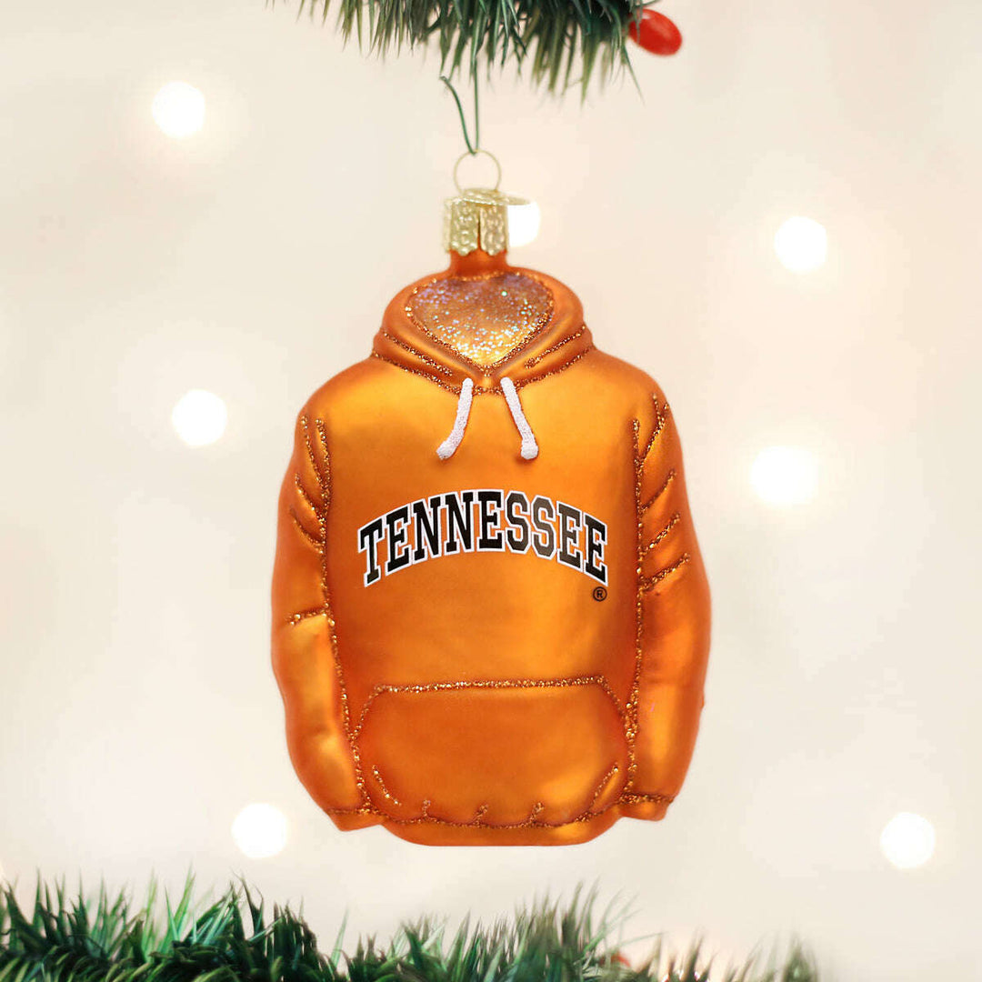 Old World Christmas Tennessee Volunteers Hoodie Blown Glass Ornament