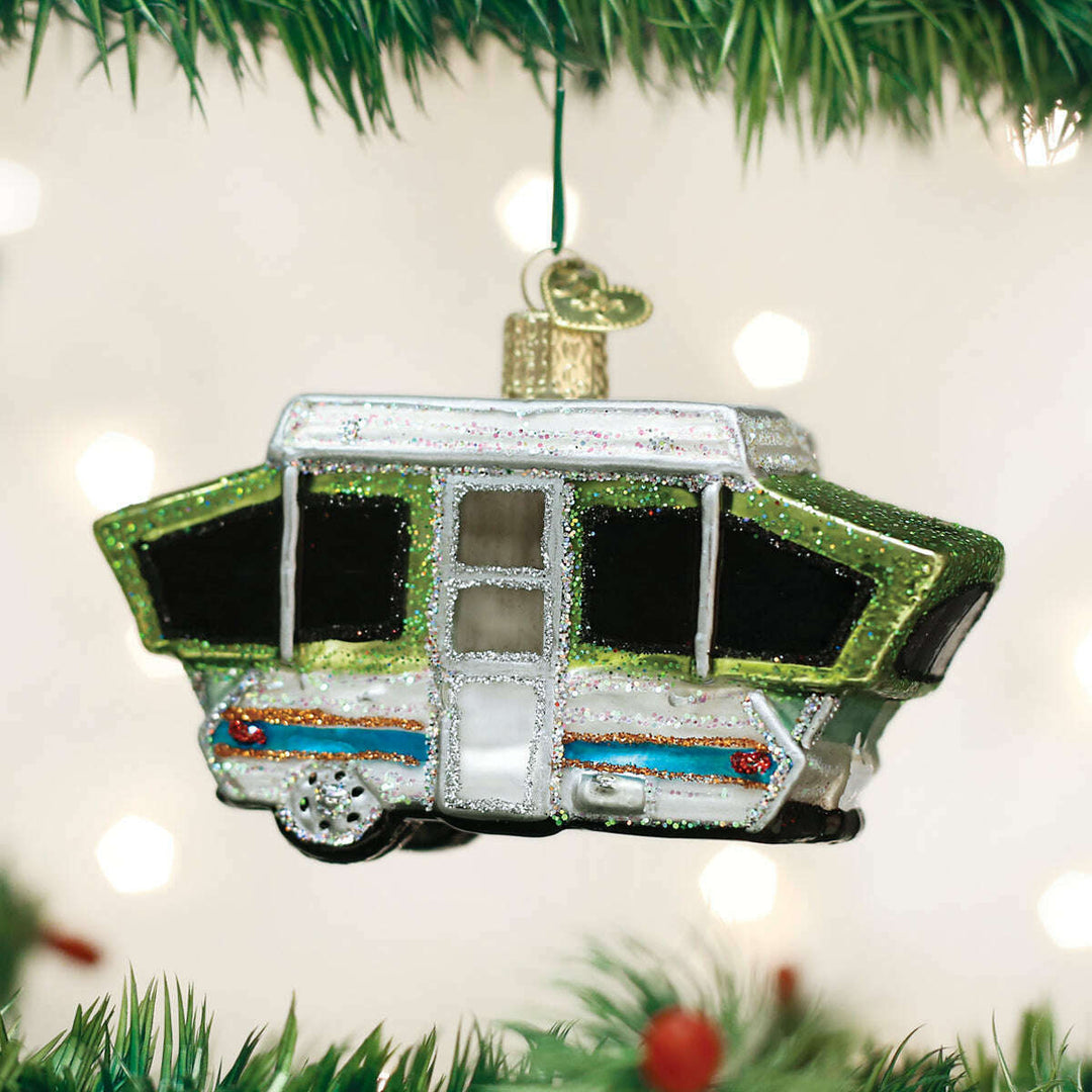 Old World Christmas Tent Camper Blown Glass Ornament