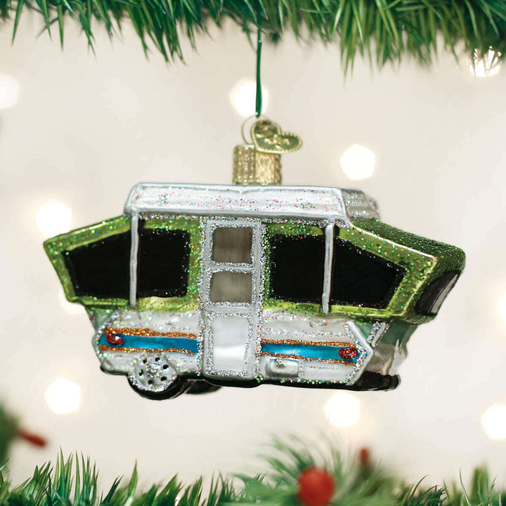 Old World Christmas Tent Camper Blown Glass Ornament