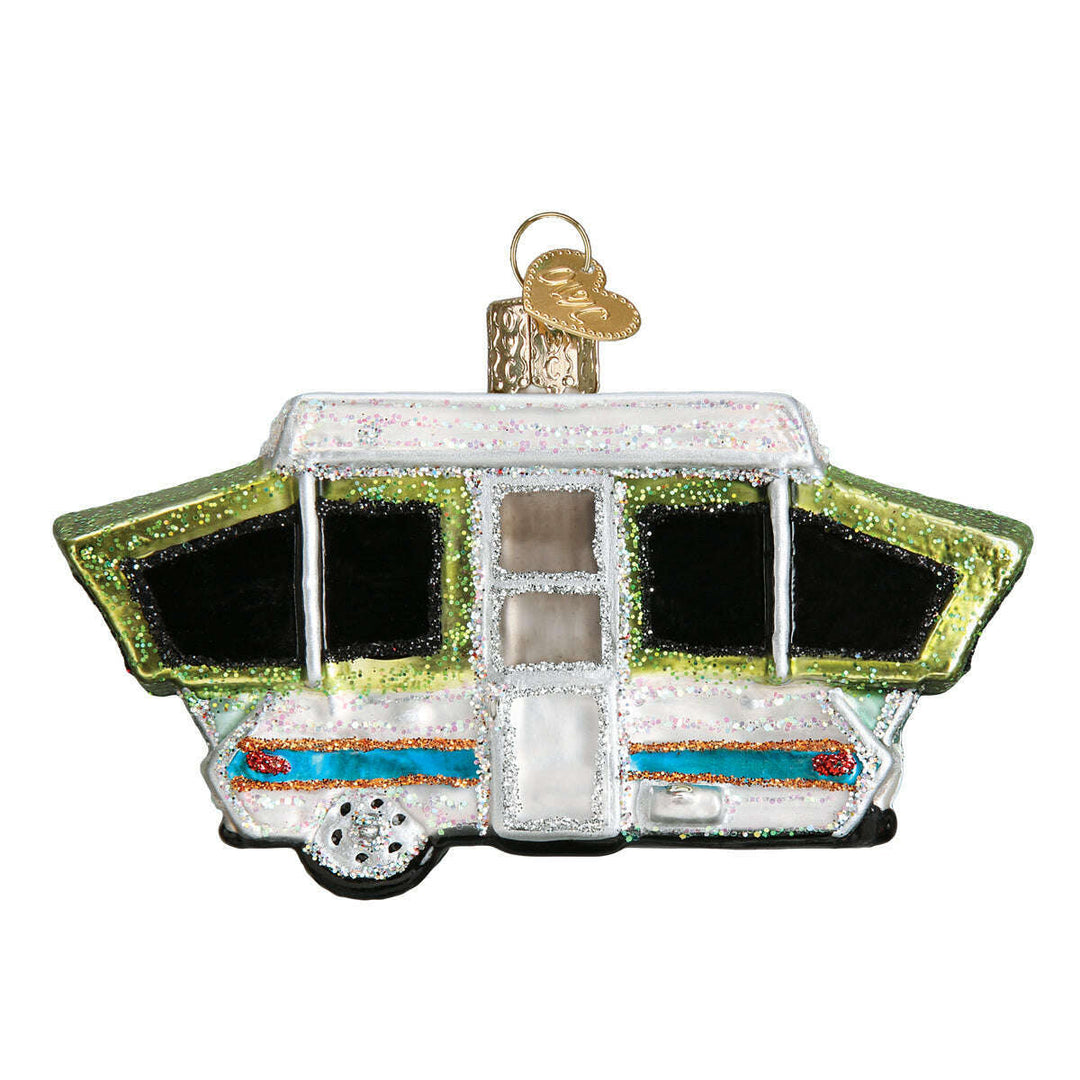 Old World Christmas Tent Camper Blown Glass Ornament