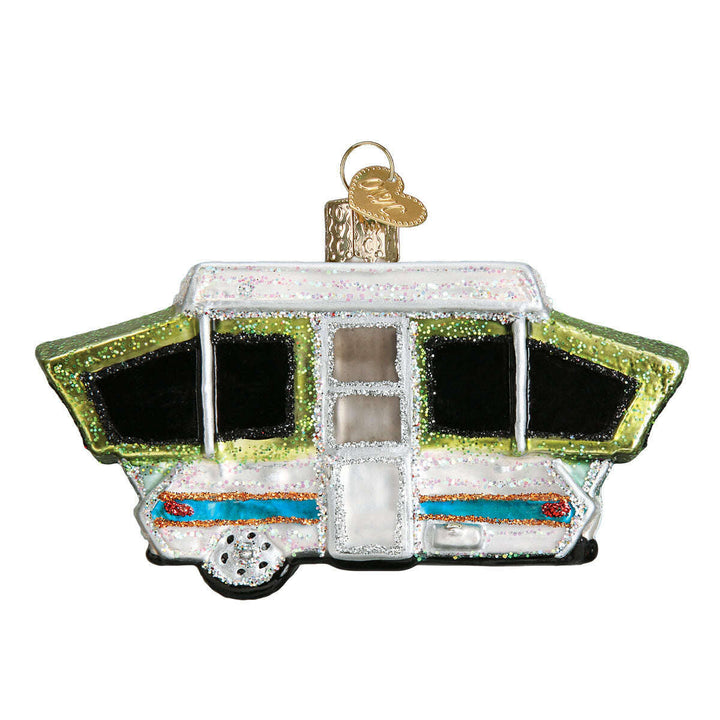 Old World Christmas Tent Camper Blown Glass Ornament