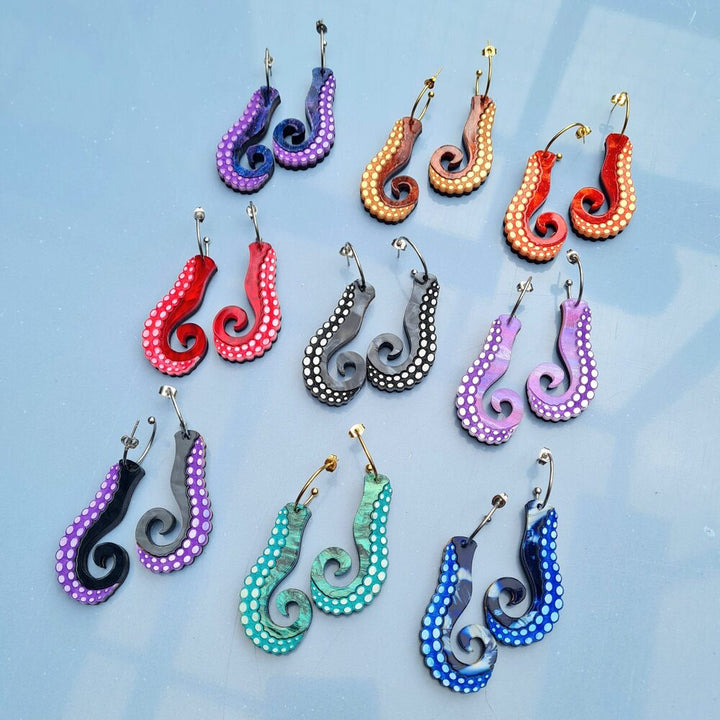 Tentacle Dangle Earrings by Cherryloco Jewellery