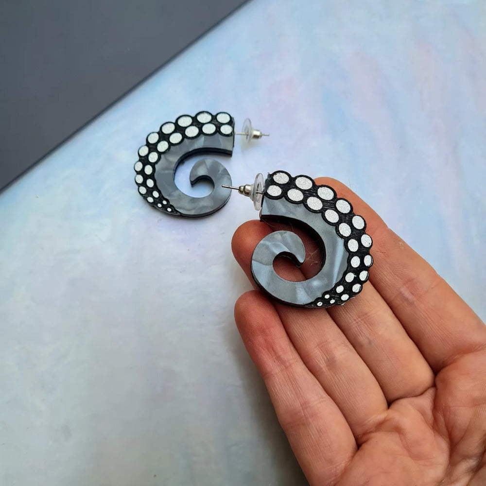 Tentacle Hoop Statement Studs by Cherryloco Jewellery 1