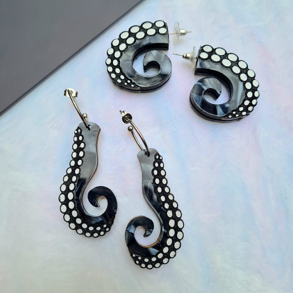 Tentacle Hoop Statement Studs by Cherryloco Jewellery 3